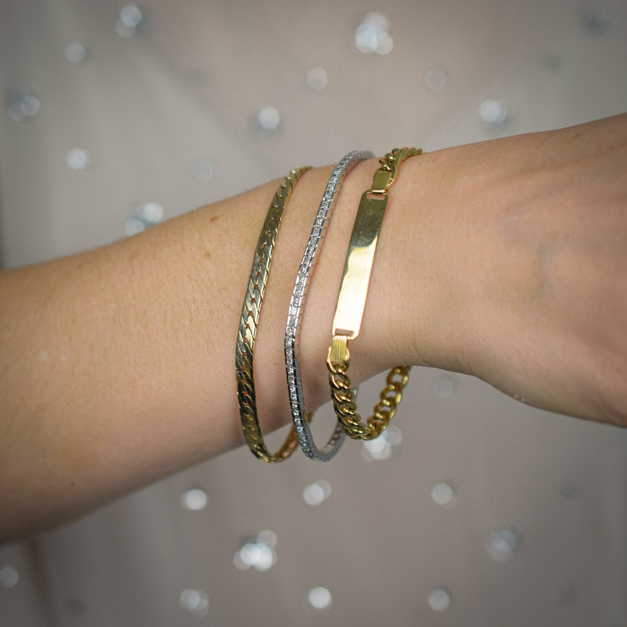 7 ½" Textured Gold Herringbone Bracelet