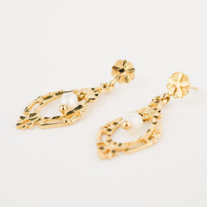 vintage Gold and Pearl Chandelier Earrings 