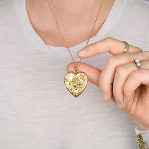 Antique Art Nouveau Repousse Seed Pearl Heart Locket