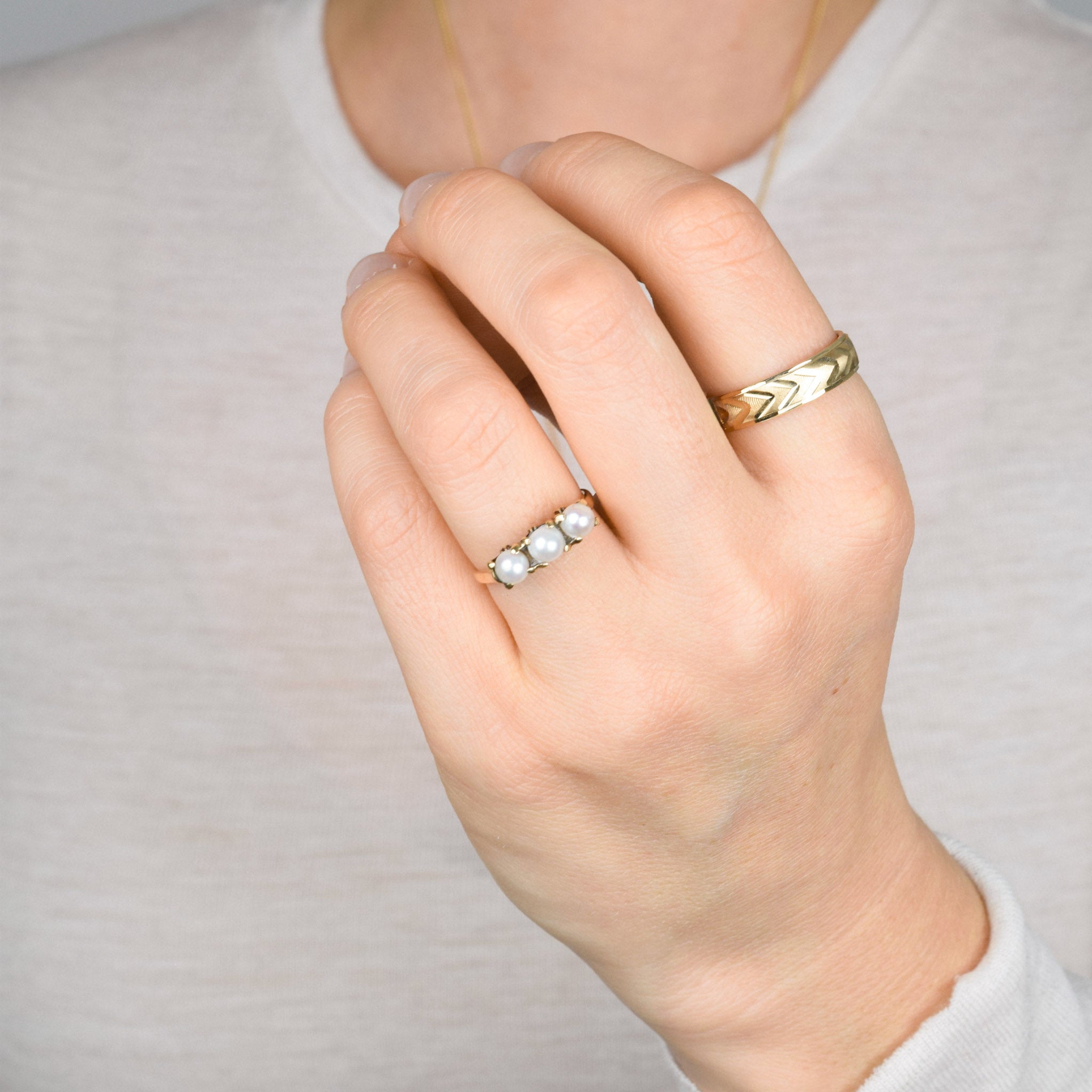 antique Pearl Trilogy Ring