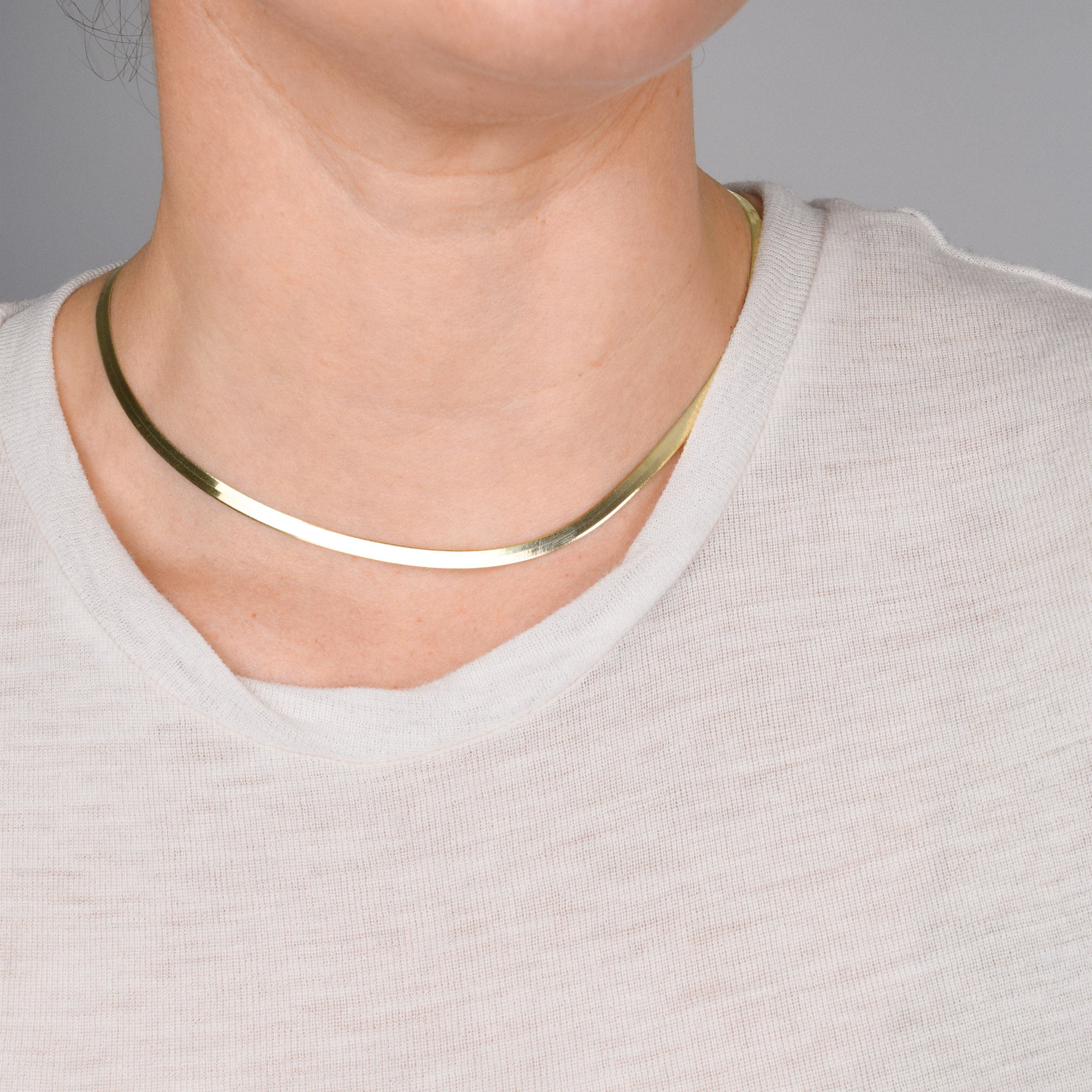 16" gold Herringbone Chain necklace, folklor vintage jewelry canada