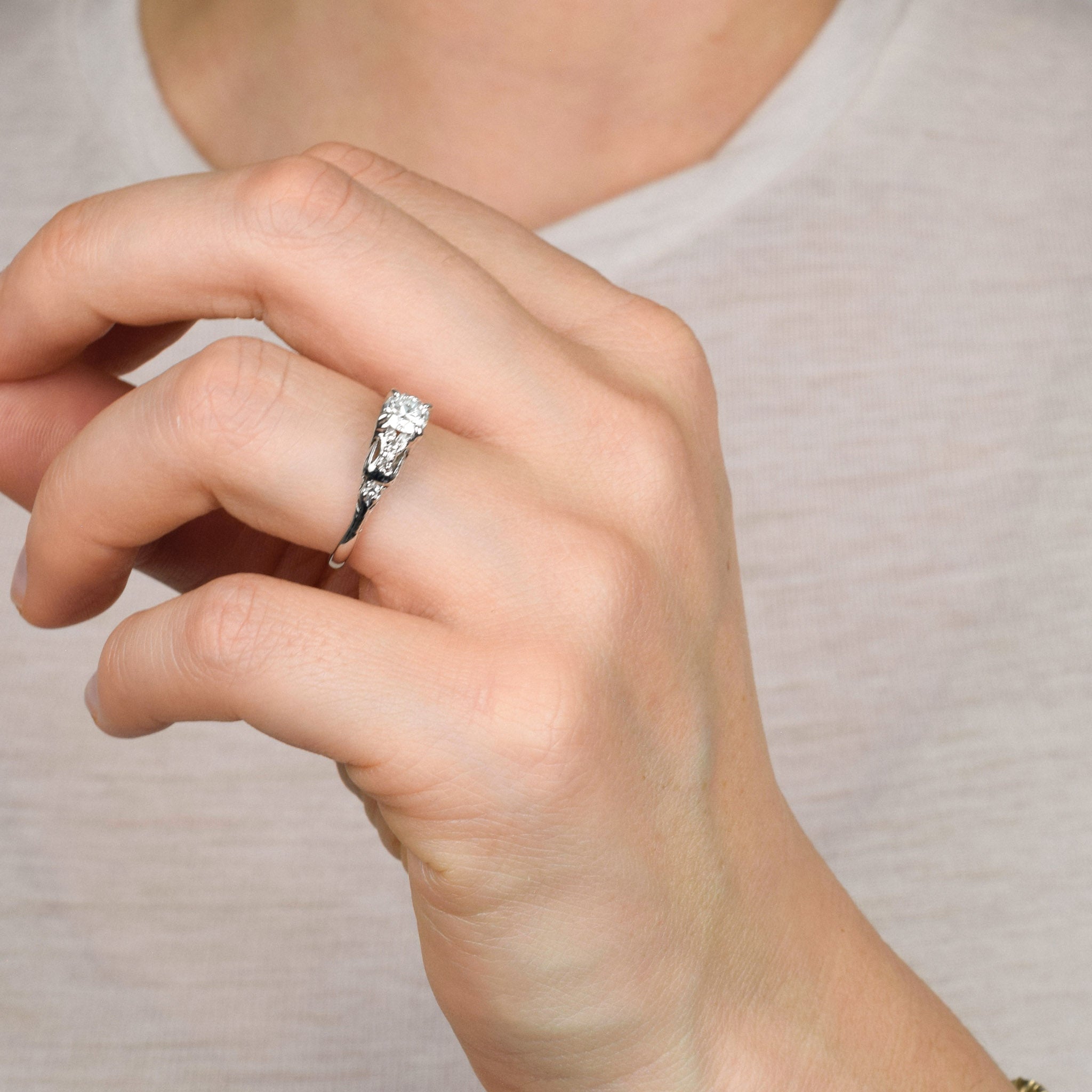 vintage old mine cut diamond engagement ring, folklor 