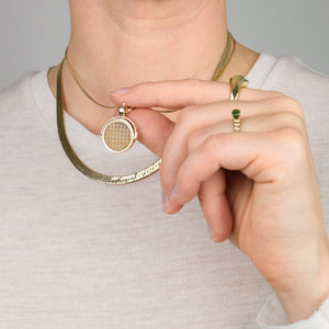 17" Textured Herringbone Chain Necklace 