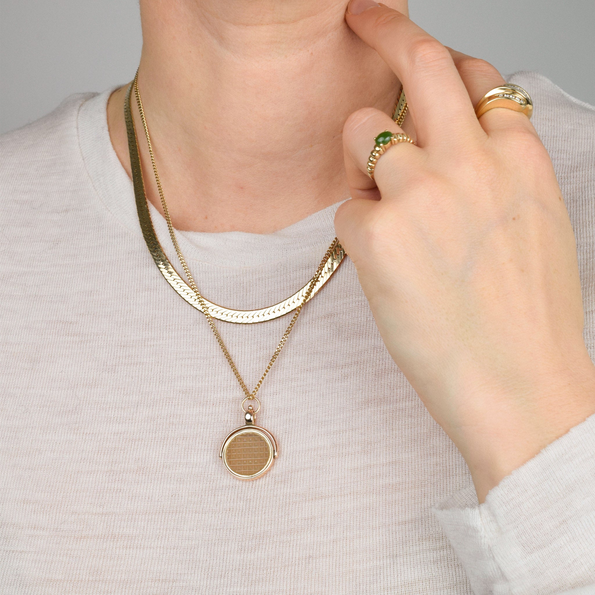17" Textured Herringbone Chain Necklace 