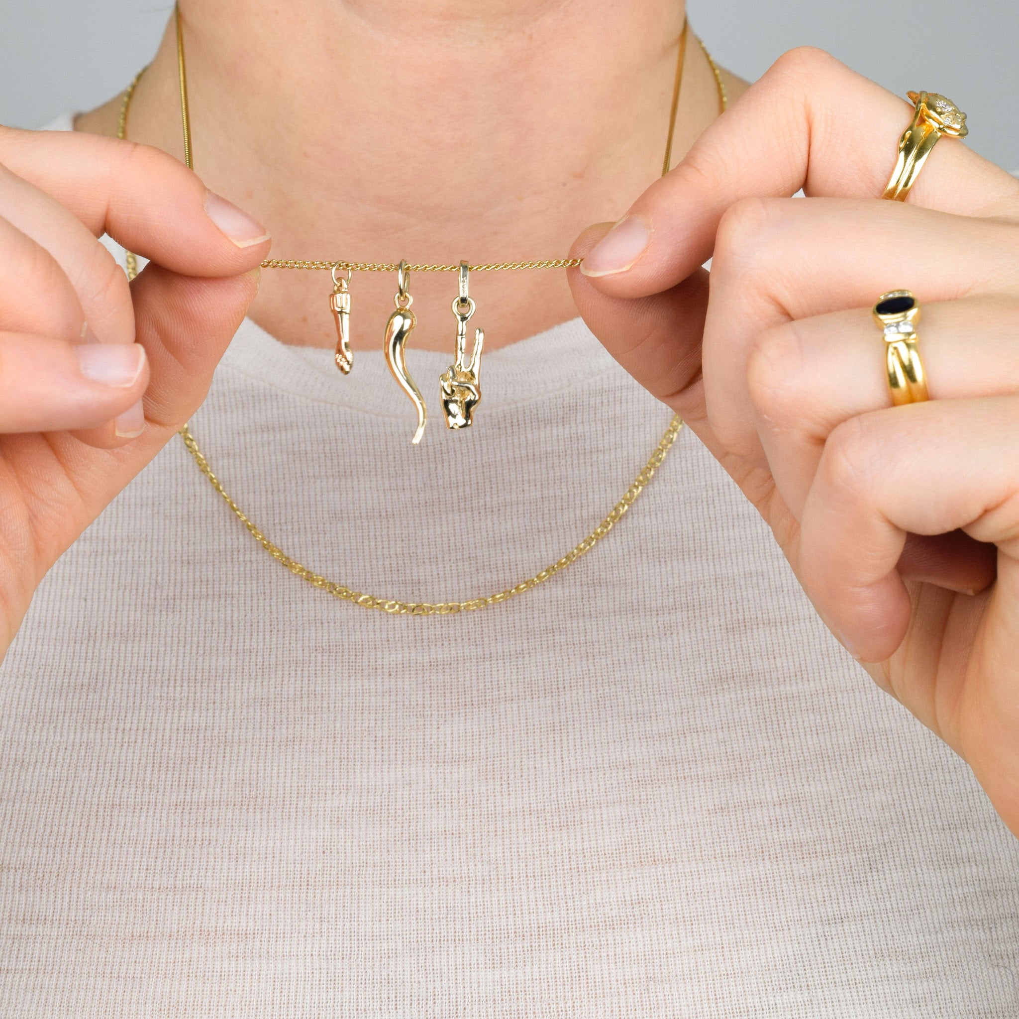 vintage gold Peace Hand Charm 