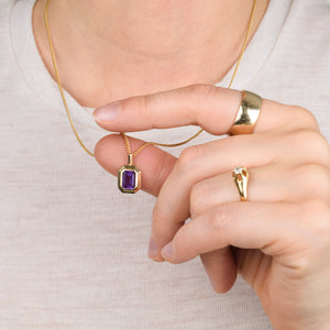14k gold amethyst solitaire pendant 