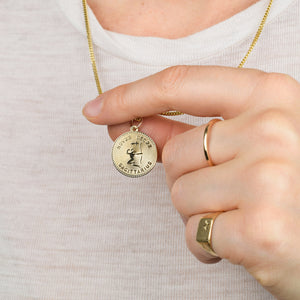 vintage gold sagittarius charm pendant, folklor vintage jewelry canada