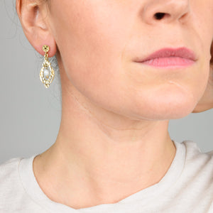vintage Gold and Pearl Chandelier Earrings 