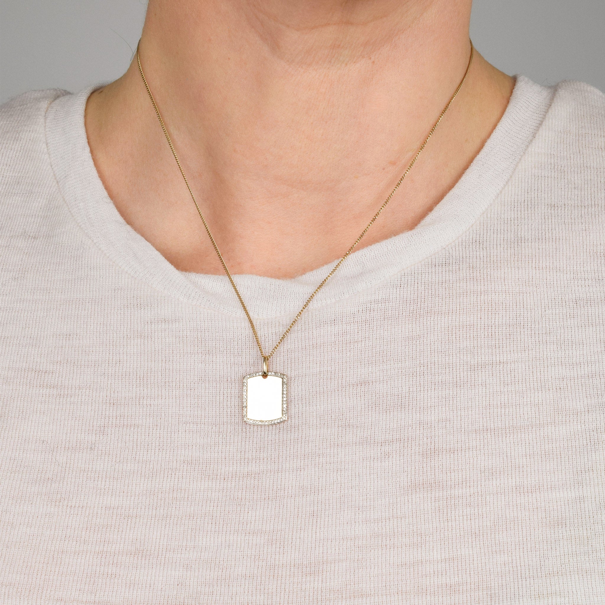 vintage gold Diamond Dog Tag Pendant 