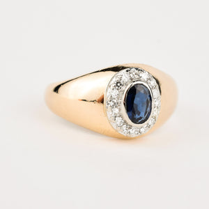Sapphire and Diamond Signet Ring