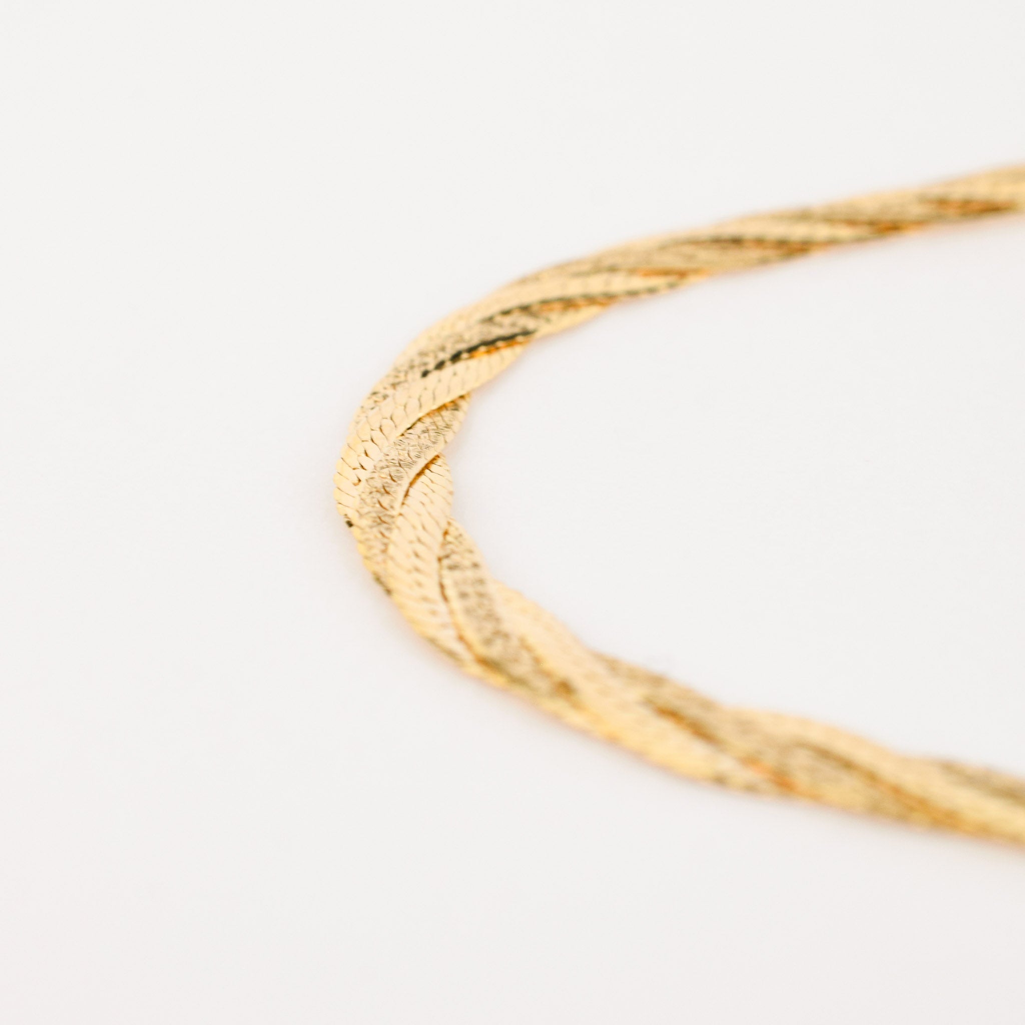 7" Braided Gold Herringbone Bracelet