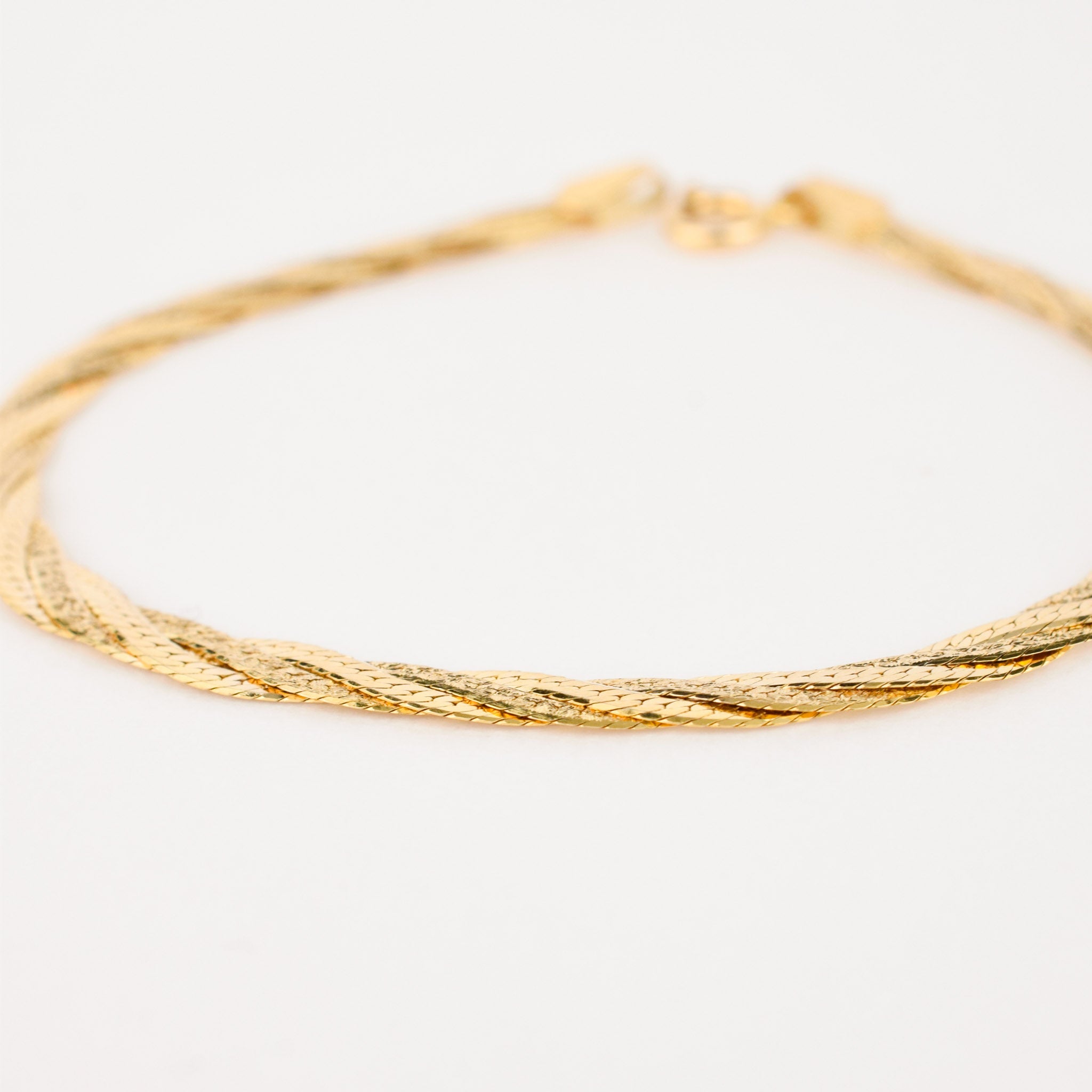 7" Braided Gold Herringbone Bracelet