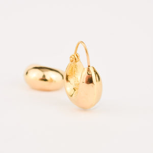 22k gold Puffy Crescent Moon Hoops