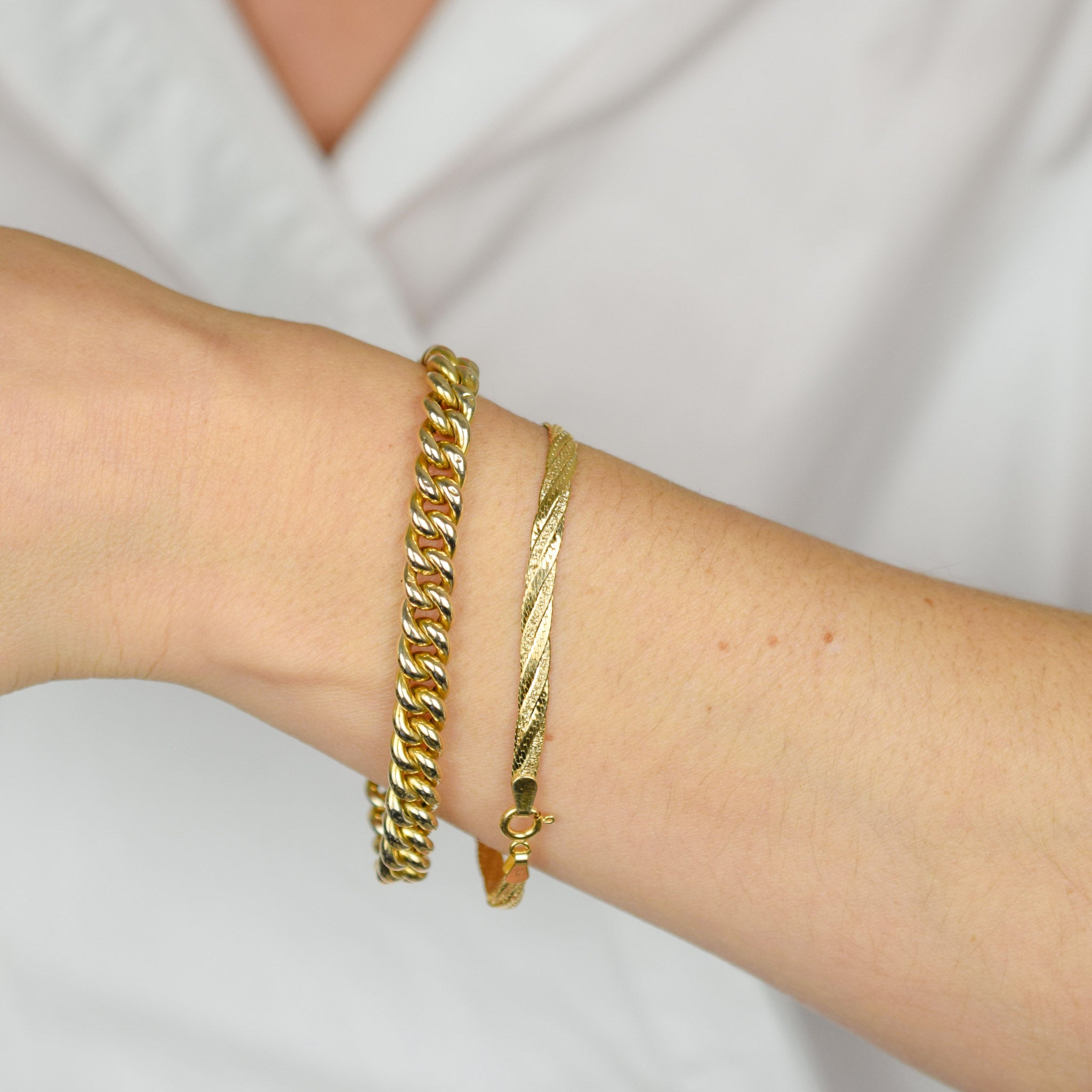 7" Braided Gold Herringbone Bracelet