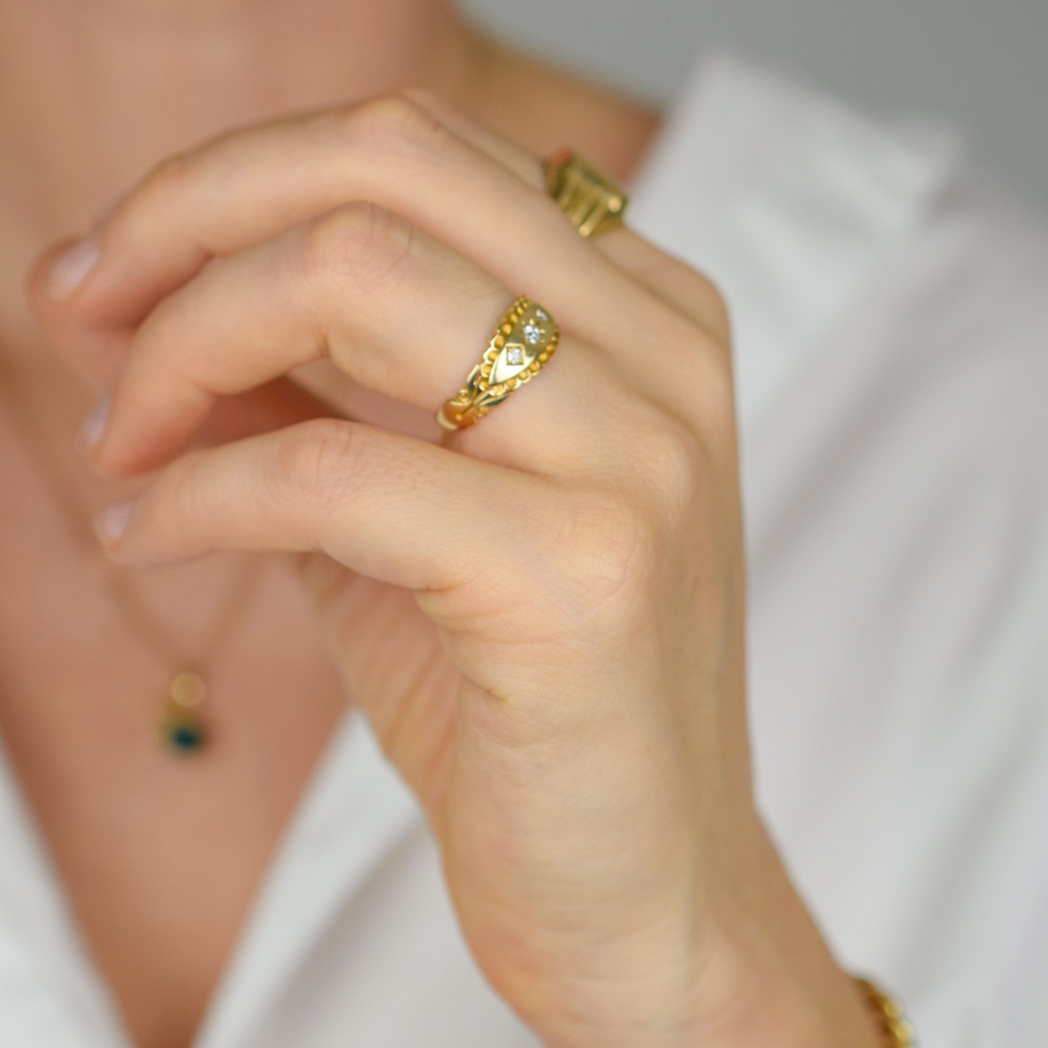 Antique victorian diamond Trilogy Ring *Made in Birmingham in 1891