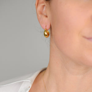 22k gold Puffy Crescent Moon Hoops