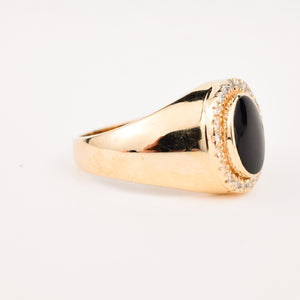 Onyx and Diamond Signet Ring 