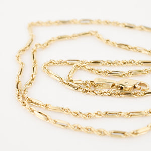19" Gold Dainty Bar and Rope Chain