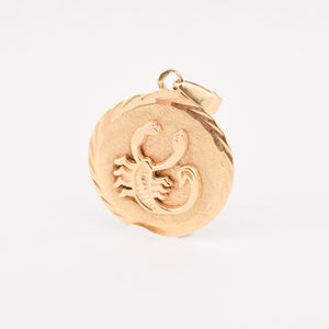 vintage gold scorpio zodiac pendant