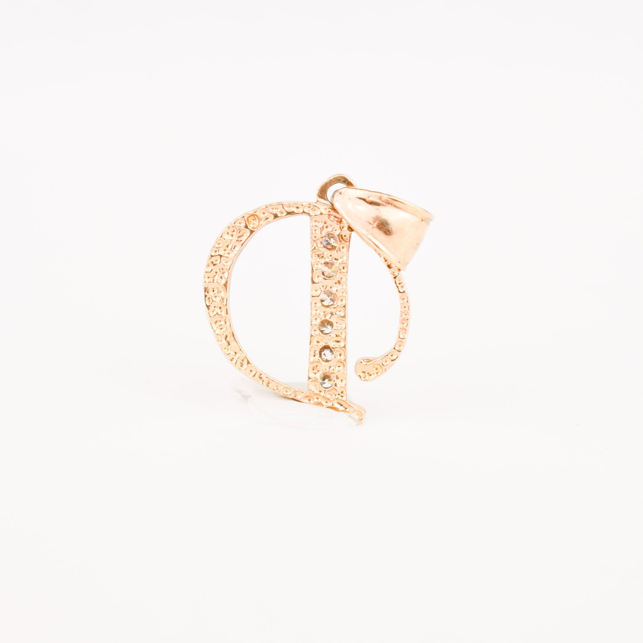 gold 'D' Letter pendant with cubic zirconia stones, vintage charm pendants