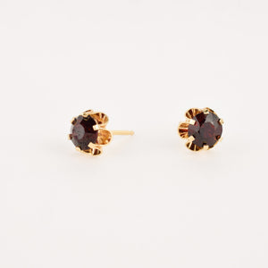 vintage gold garnet stud earrings