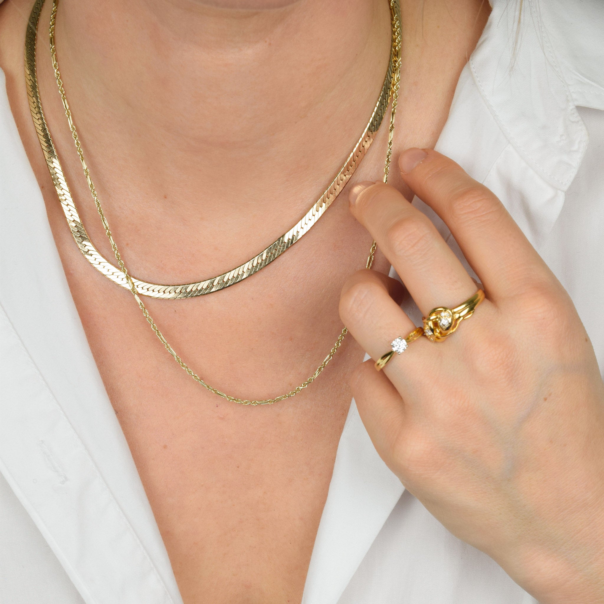 19" Gold Dainty Bar and Rope Chain
