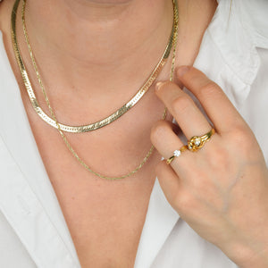 19" Gold Dainty Bar and Rope Chain