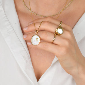 vintage gold 'C' Mother of Pearl Pendant 