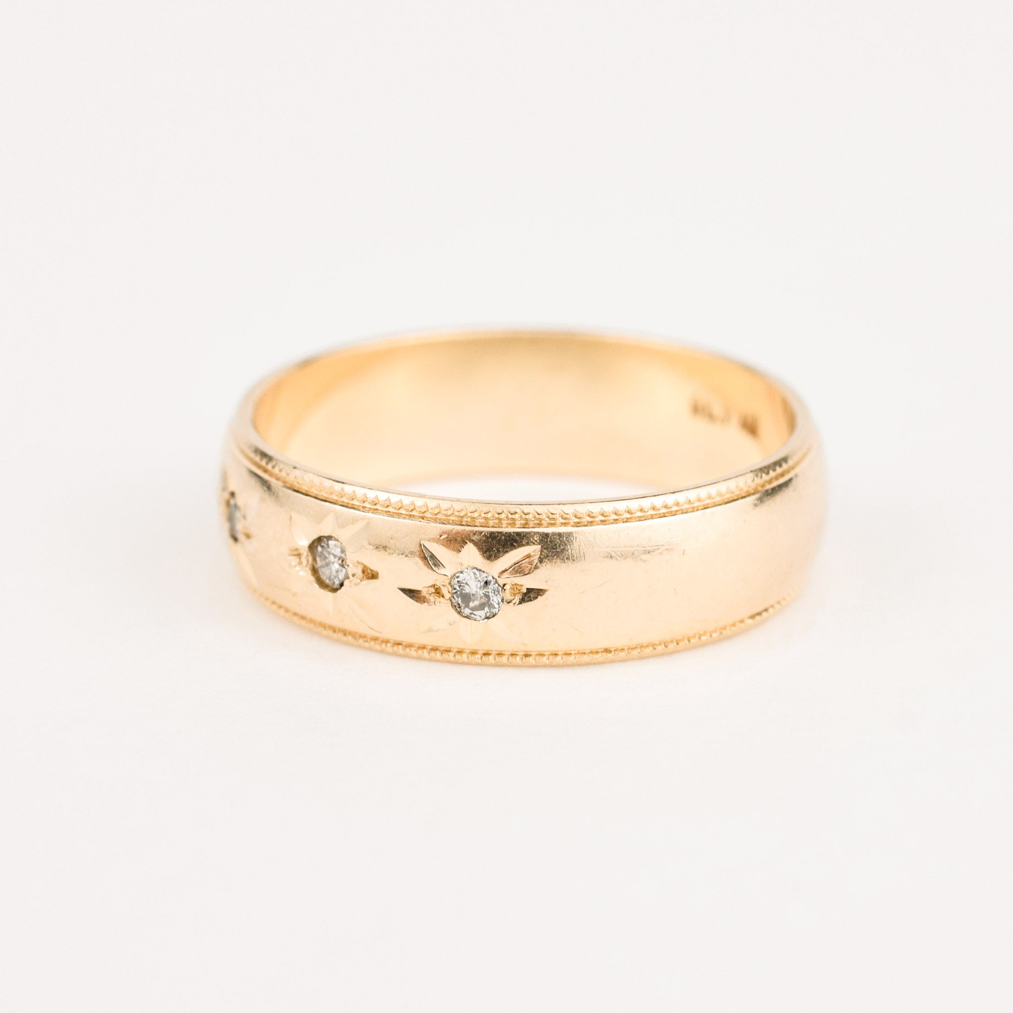 gold Starburst Diamond Trilogy Ring 