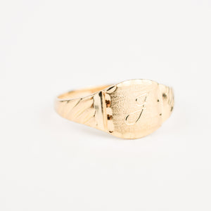 vintage gold 'J' Signet Ring