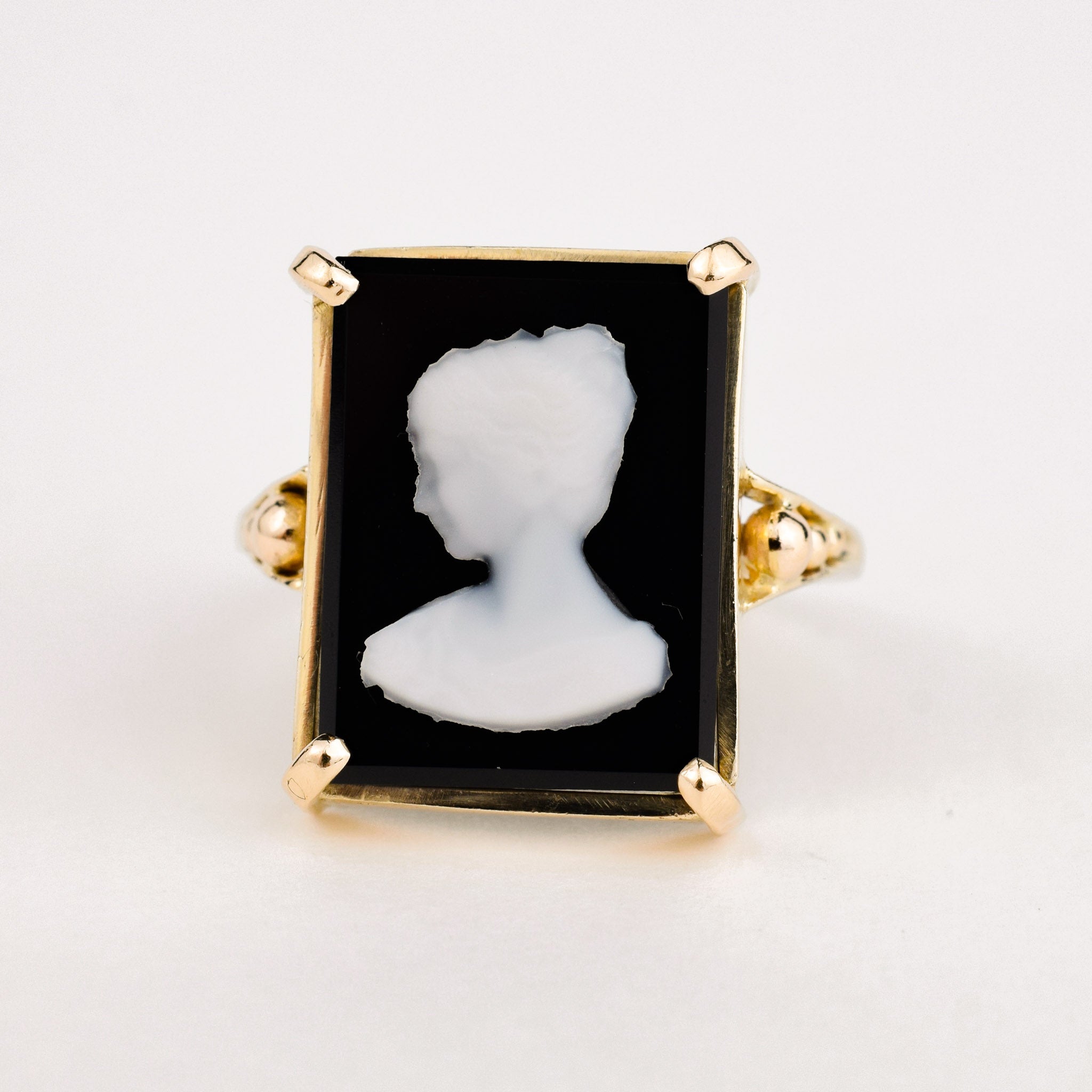 Antique Square Black Cameo ring