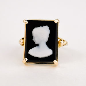 Antique Square Black Cameo ring