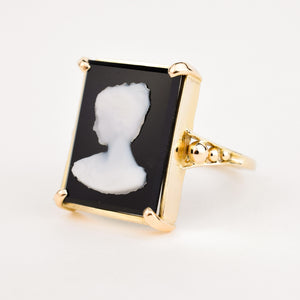 Antique Square Black Cameo ring