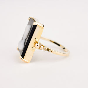 Antique Square Black Cameo ring