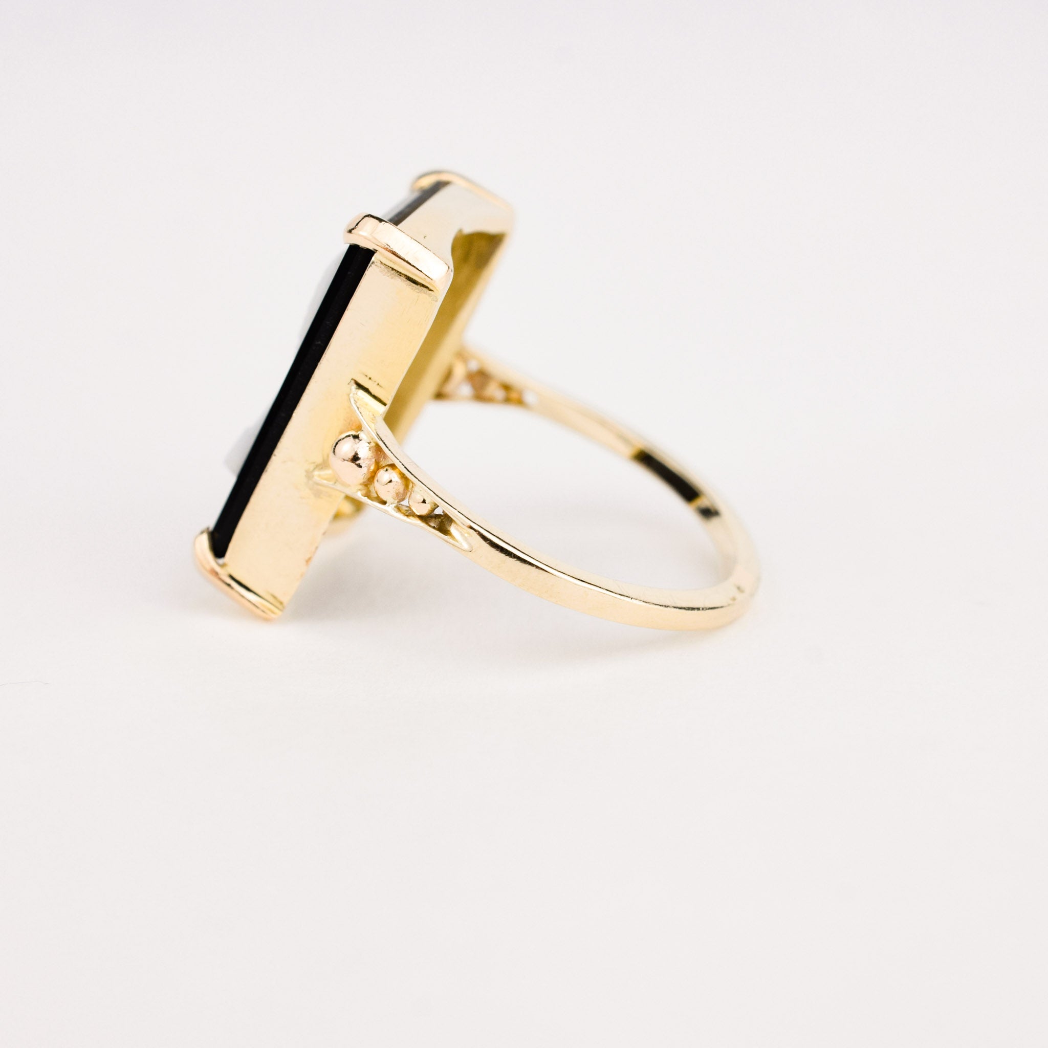 Antique Square Black Cameo ring