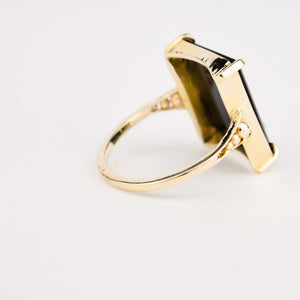 Antique Square Black Cameo ring