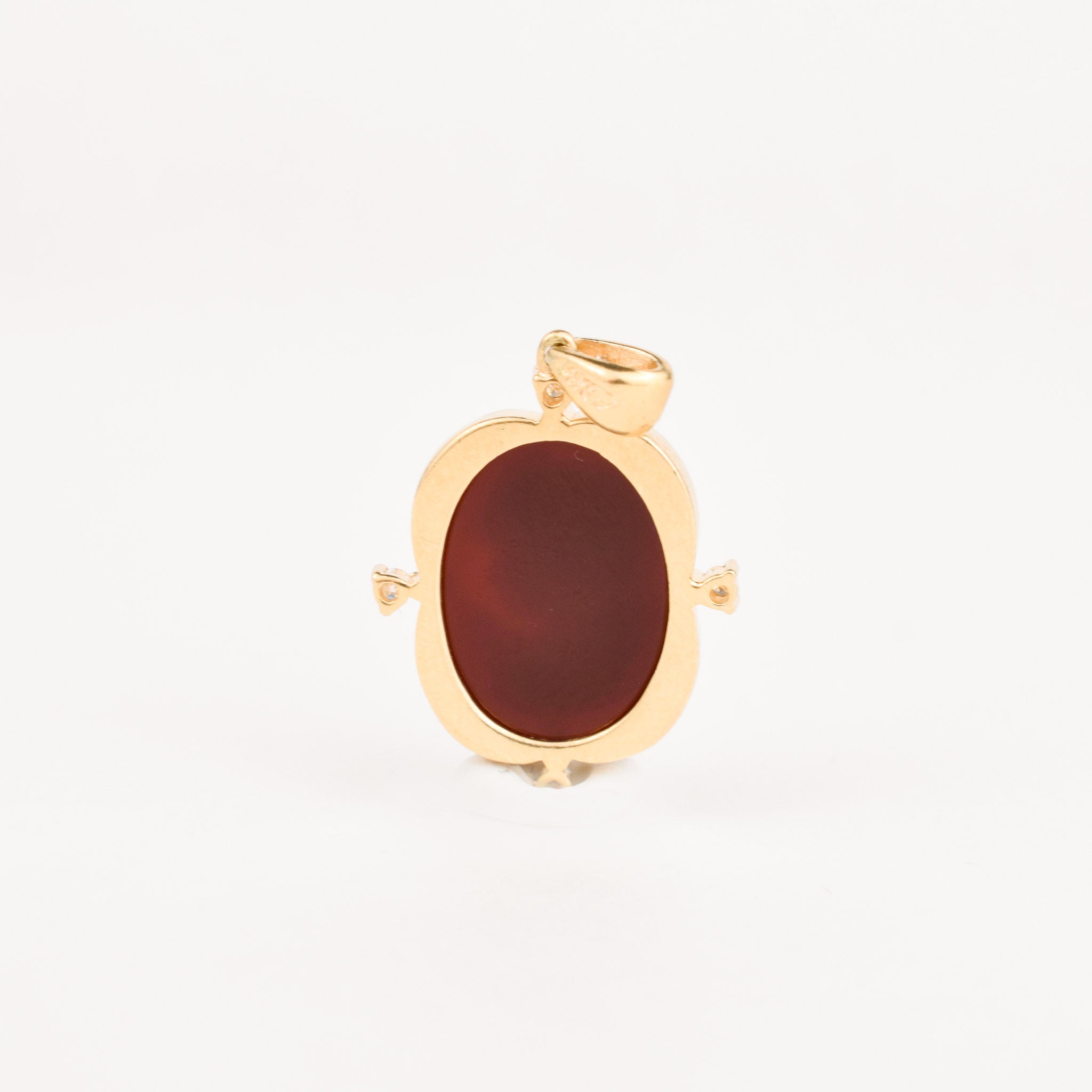 gold Cameo Pendant with Diamond Accents