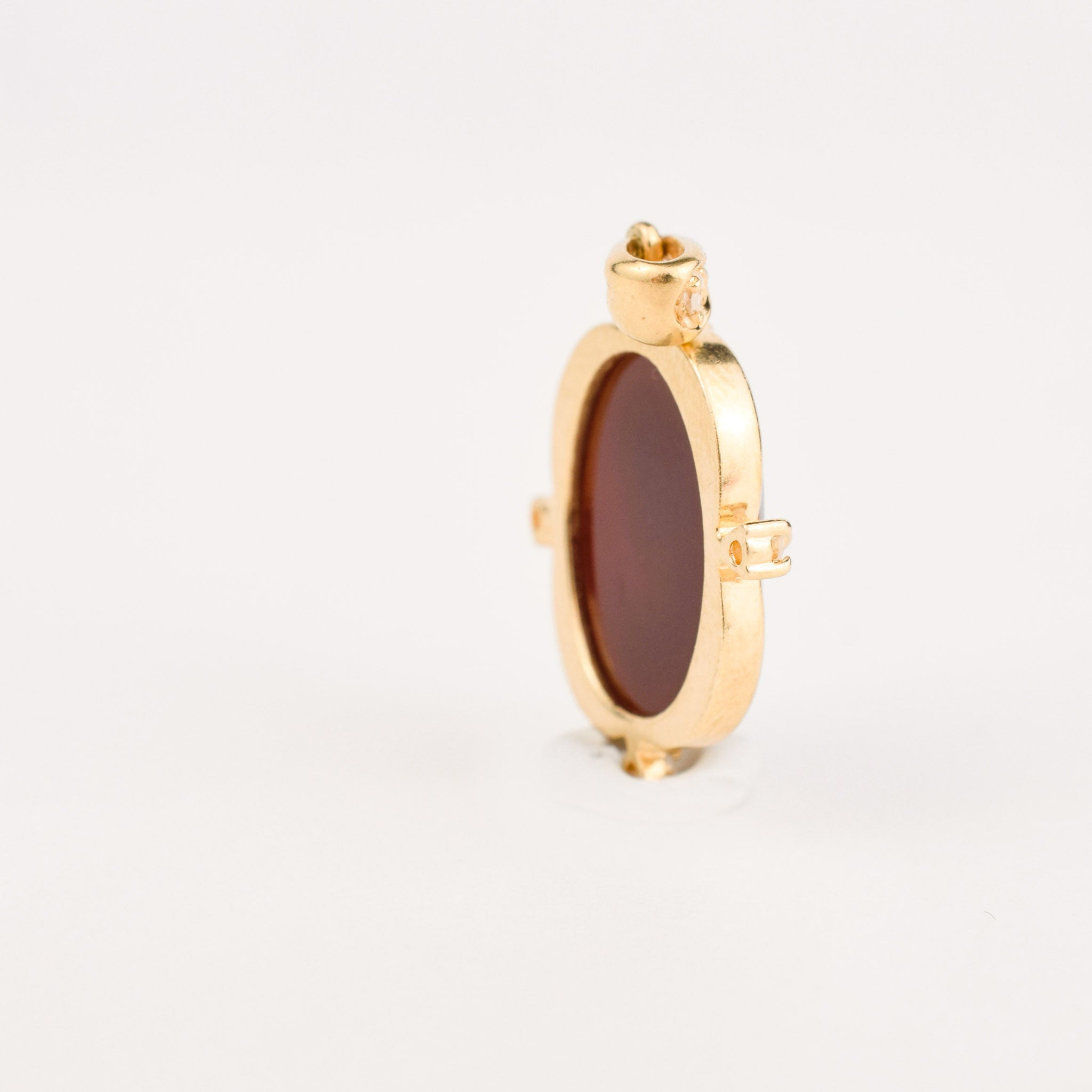 gold Cameo Pendant with Diamond Accents