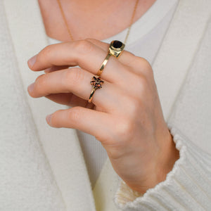 vintage gold Garnet Flower Ring 