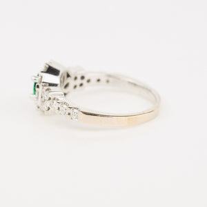vintage Emerald Halo Ring engagement ring 