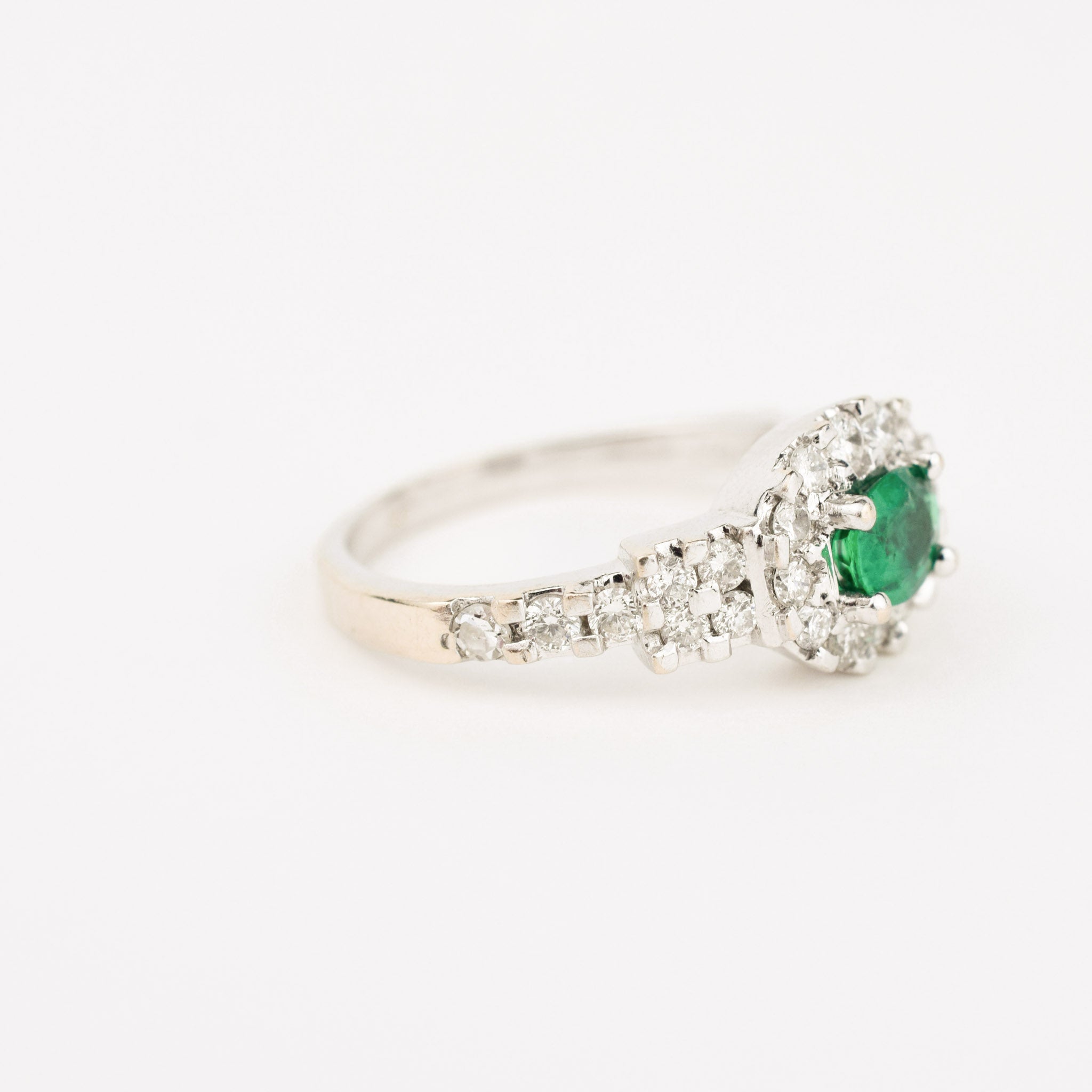 vintage Emerald Halo Ring engagement ring 
