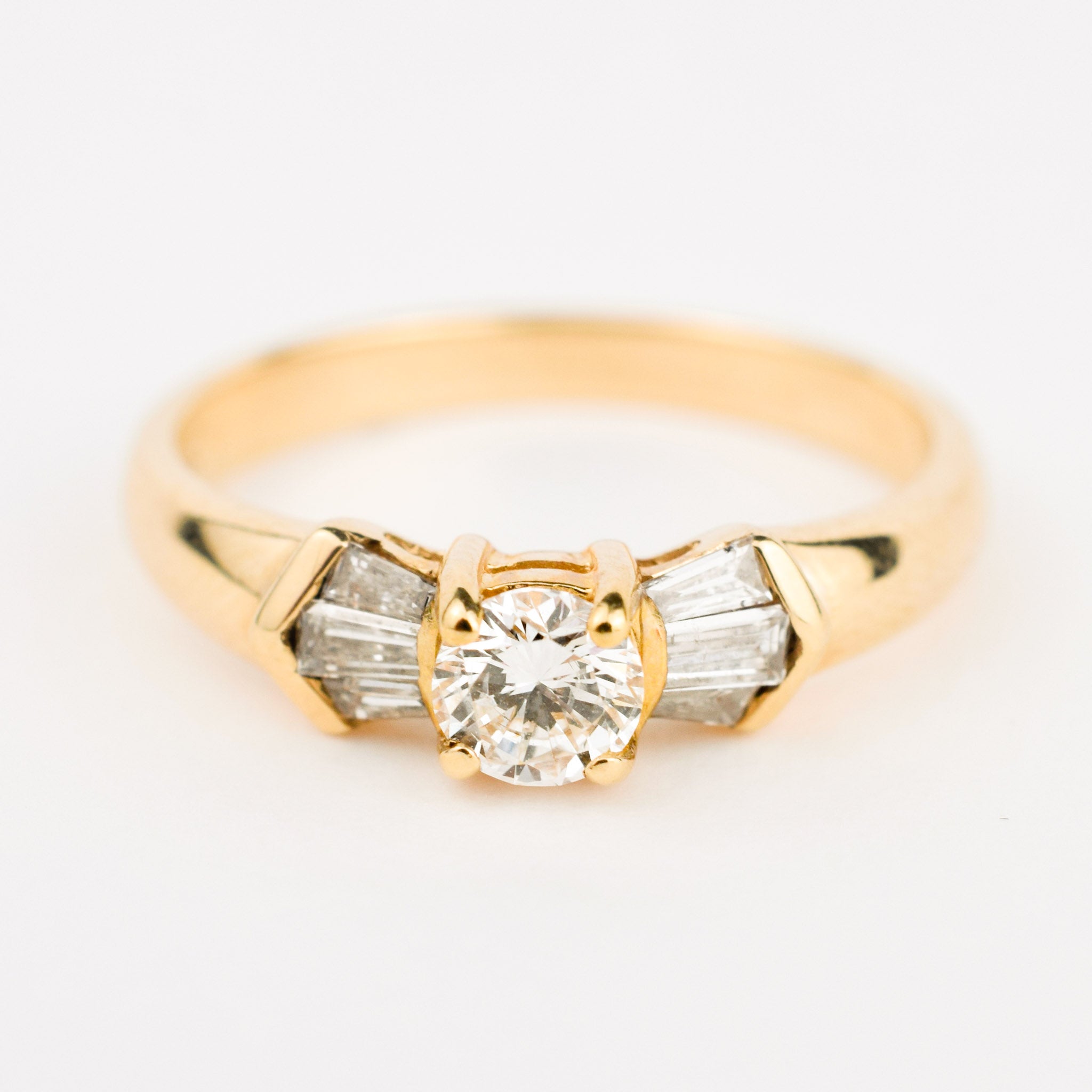 Diamond Engagement Ring with Tapered Baguettes 