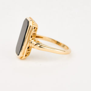 14k gold vintage Onyx Rectangular Ring 