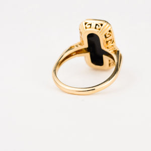 14k gold vintage Onyx Rectangular Ring 