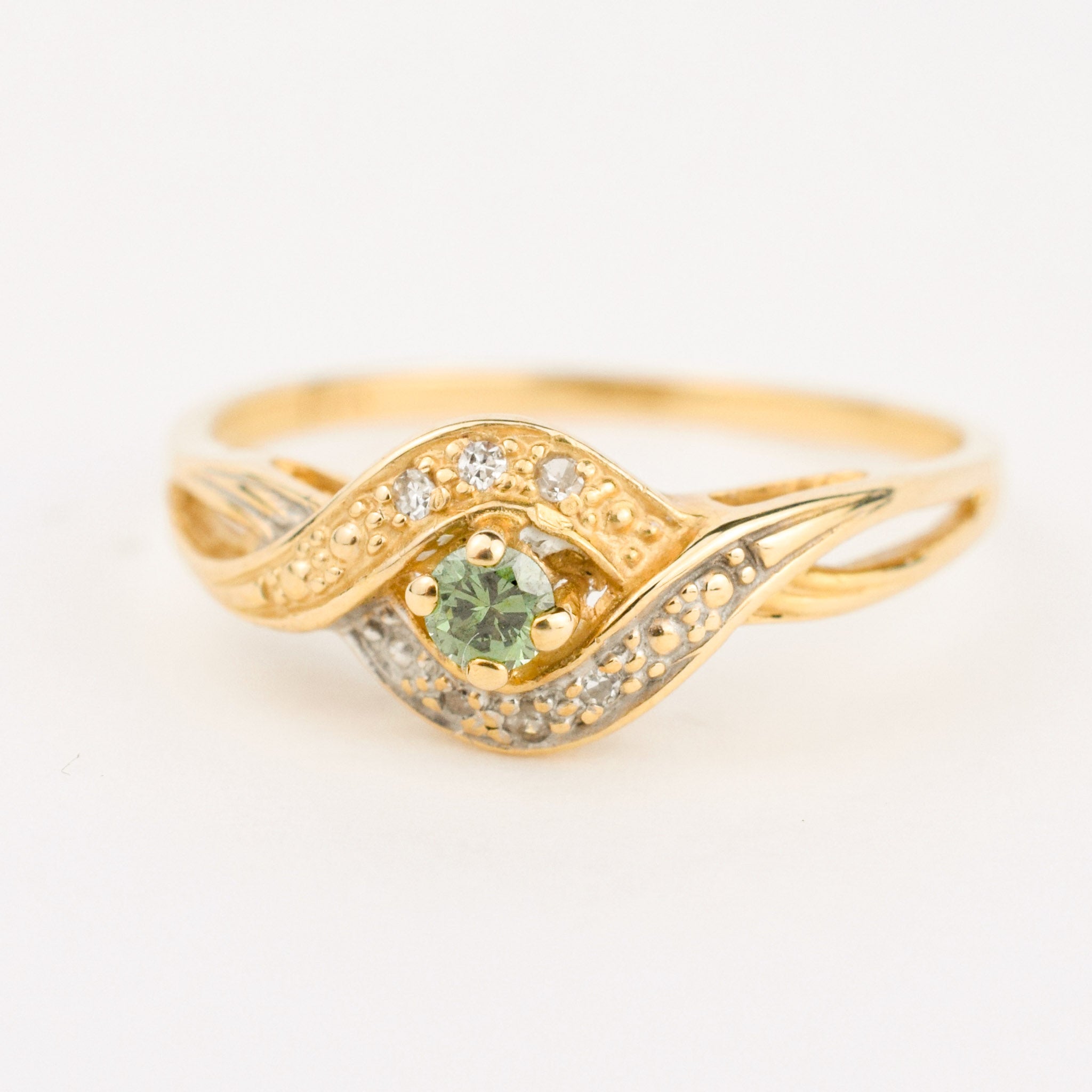 vintage gold Evil Eye with Green Sapphire ring 
