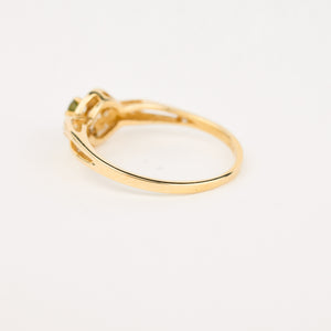 vintage gold Evil Eye with Green Sapphire ring 