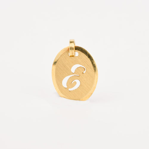 'e' gold charm pendant 