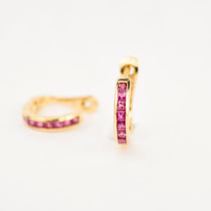 gold Ruby Hoop Earrings