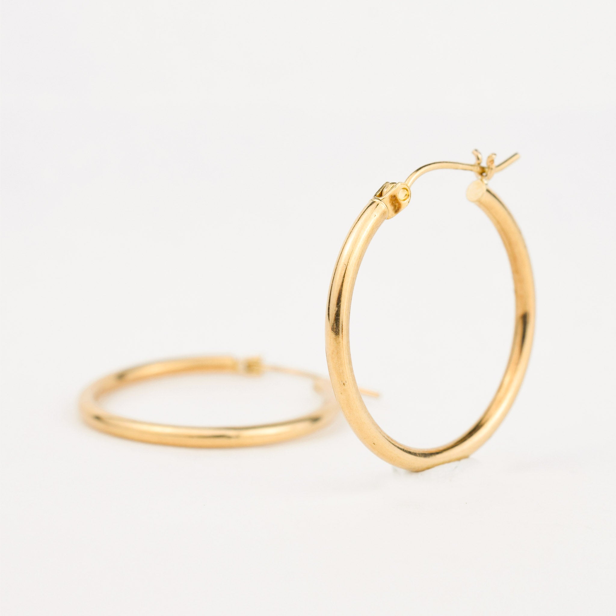 10k yellow gold 25mm hoop earrings 