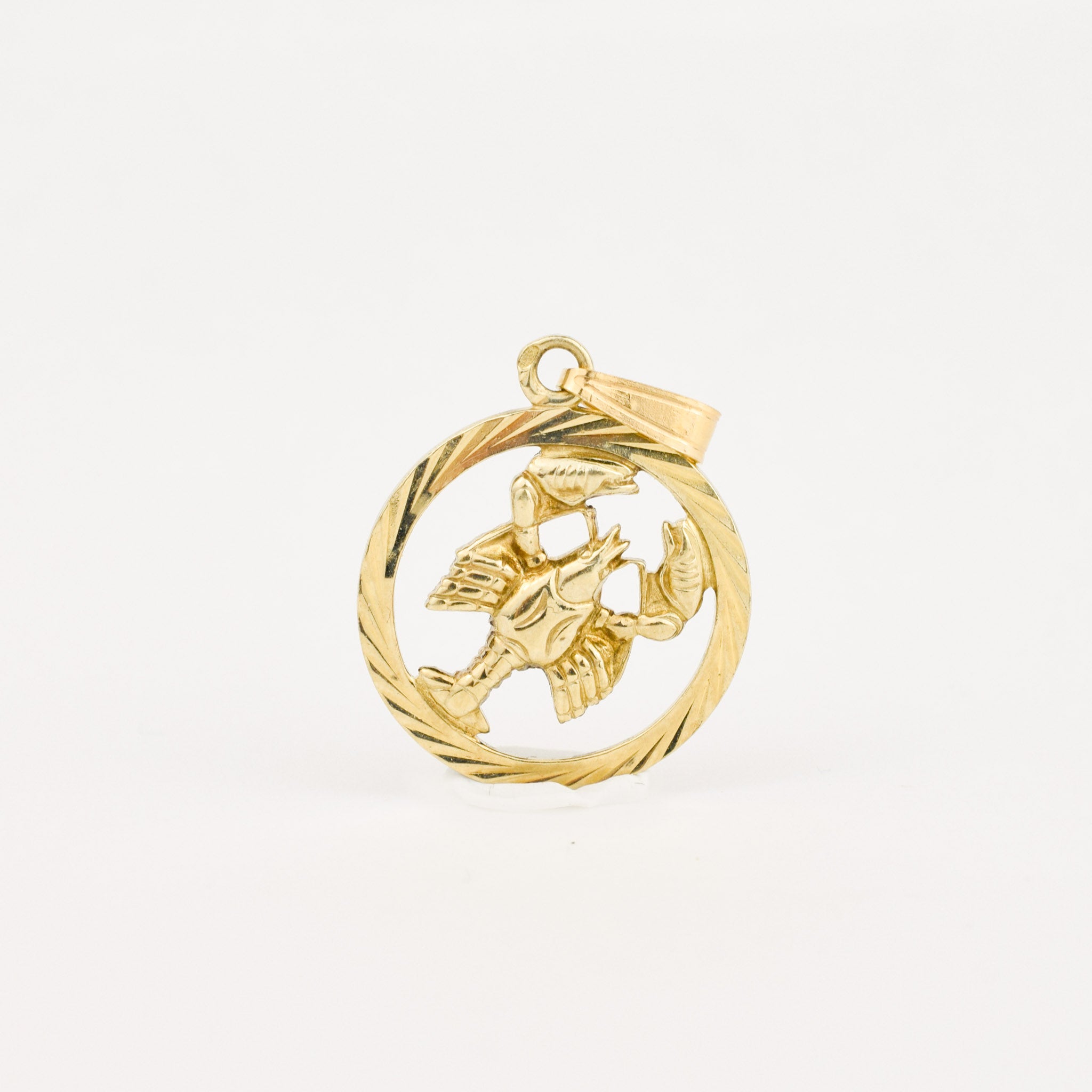 vintage gold Cancer Zodiac Pendant 